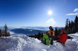 Children in mountain snow