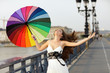 woman walking with umbrella