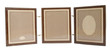 Three isolated old wooden plates