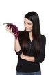 Produce - fruit woman with red grapes