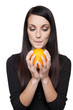 Produce - fruit  woman with orange