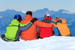 Family on mountain slope