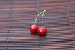 cherry  on a bamboo mat
