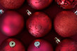 Red christmas balls in a row