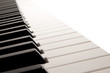 Close-up of a electronic piano keyboard on white
