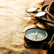Compass, rope, glasses and old paper Compass, rope, glasses and old paper