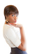 Smartly dressed young woman blowing kisses