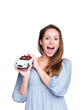 Crazy about cars - An excited young female holding a toy car