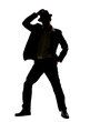Young guy dancing on white background