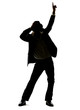 Silhouette image of young man dancing on white