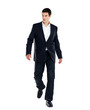 Handsome young business man walking on white