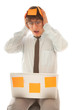 Young businessman screaming