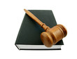 Judge's gavel legal book isolated on white