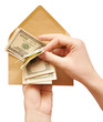 hands is counting a cash in an envelope