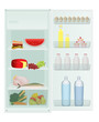 Illustration of a fridge containing healthy food