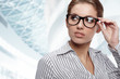 Portrait of pretty young business woman smiling Portrait of pretty young business woman smiling
