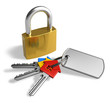 Padlock with bunch of keys