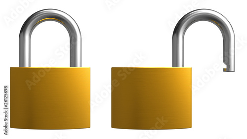 Illustration: Opened and closed padlocks Opened and closed padlocks