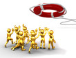 Group of people and lifebouy
