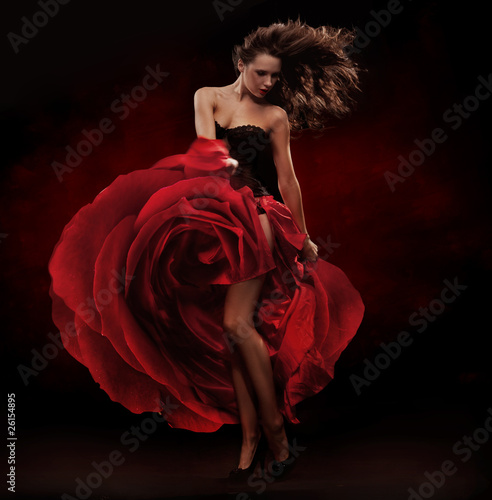 Photo: Beautiful dancer wearing red dress Beautiful dancer wearing red dress