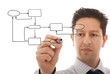 Businessman writing a diagram