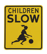 Retro old children slow traffic sign