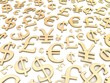 Illustration: Golden currency symbols background. 3d illustration Golden currency symbols background. 3d illustration