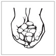 Hand full of coins. Vector illustration