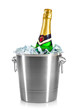 isolated champagne bottle in ice isolated champagne bottle in ice
