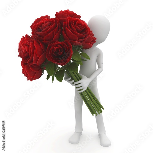 Illustration: 3d man with flowers 3d man with flowers
