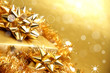 Christmas gift on a golden shiny background