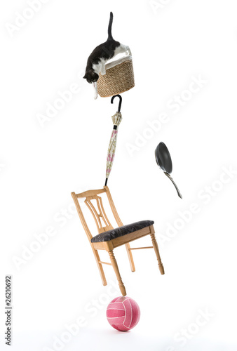 Photo: Concept photo - balance, disaster, skill, multi-task Concept photo - balance, disaster, skill, multi-task