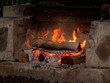 logs burning in stove oven