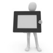 3d man with blank photo frame