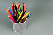 Many colorful pencils on the color background