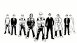 Animation noir et blanc business groupe de gens Animation noir et blanc business groupe de gens