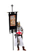CAVALIERE TEMPLARE ISOLATO SU SFONDO BIANCO