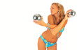 pretty girl in bikini with disco ball pretty girl in bikini with disco ball