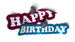 happy birtday sticker and pushpin over a white background happy birtday sticker and pushpin over a white background