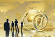 Golden Email - Global connection success concept Golden Email - Global connection success concept