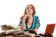 Female student prepare for examination Female student prepare for examination