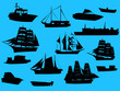 collection of ships silhouette vector