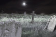 Scary cemetery at night