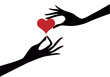 hands with heart, vector