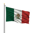 Flag of Mexico waving in the wind in front of white background Flag of Mexico waving in the wind in front of white background