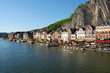 The village and the river with tourist, Dinant city, Belgium