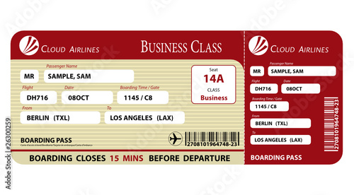 Vektor: Boarding Pass Business Class Boarding Pass Business Class