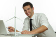 ingenieur mit windrad büro