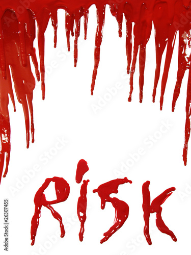 Photo: Bloody hand print isolated on white Bloody hand print isolated on white