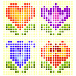 set of mosaic pictures in different color